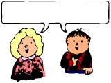 Two children with a speech bubble